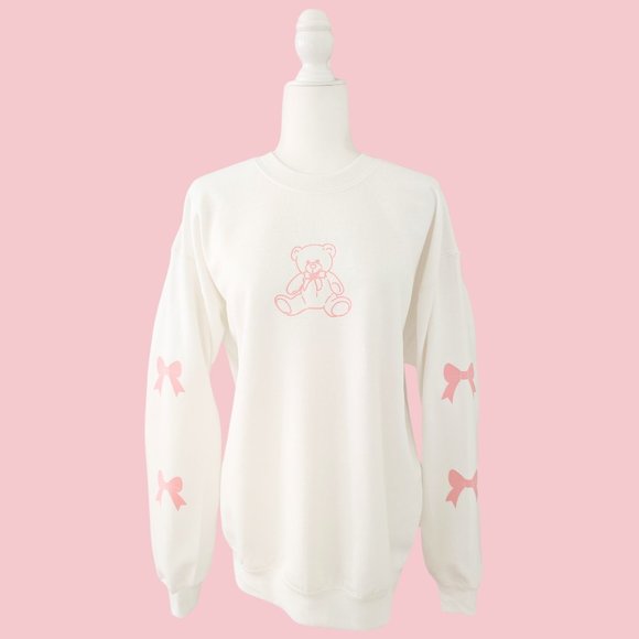 Teddy Bear Pink Bow Sweatshirt - Picture 6 of 9
